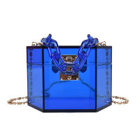 Acrylic Chain Transparent Box Jelly Bag Individual Hexagon Clear PVC Women Handbags Mini Designer Evening Crossbody Tote Bags