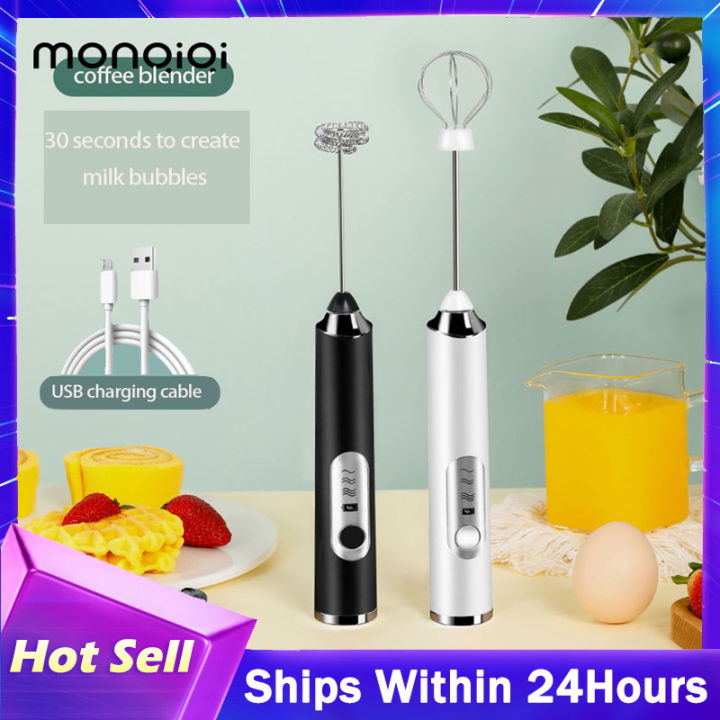 Milk Frother, Handheld Electric Egg Whisk USB Rechargeable Foam Maker with  Stainless Steel Whisks & 3 Speed Adjustable Egg Beater Mini Blender Drink