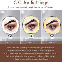 Flexible Makeup Mirror 10X Magnifying Mirrors 3 Colors Lighting Touch Screen Vanity Mirror Portable Suction Cup Cosmetic Mirror