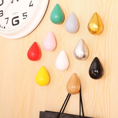 1pcs Wood Wall-mounted Hooks Chic Deco Water Drop Wall Hanger Coat Hat Bag Umbrella Single Hanging Holder Home Storage