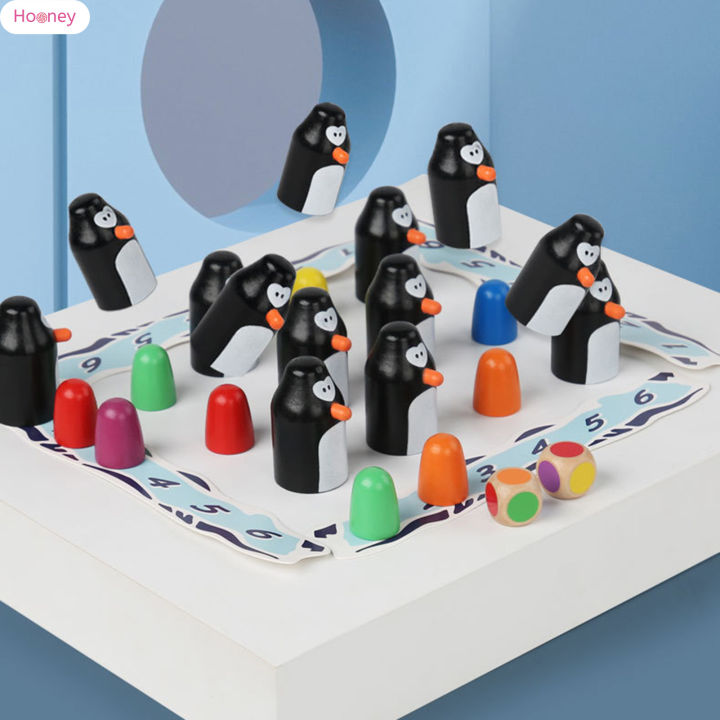 hooney-เพนกวินไม้รูปหมากรุกทดสอบความจำ-permainan-teka-teki-montessori-คิดอย่างมีตรรกะเครื่องช่วยในการสอนยางกัดสำหรับเด็กสำหรับการฝึกการคิดภาพ