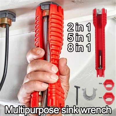 hot【DT】✥▤☏  8 In 1 Anti-slip Sink Faucet Wrench Multifunctional Repair Plumbing Tools Sets