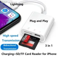 ★☌เครื่องอ่านการ์ดสำหรับ iPhone iPad SD/TF Memory Viewer 3 1พร้อมชาร์จพอร์ต