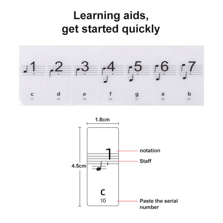 สำหรับเครื่องดนตรีคีย์บอร์ด546188คีย์โน้ตดนตรีสี-rising-tone-และ-falling-tone-เปียโนคีย์บอร์ดสติกเกอร์โปร่งใส