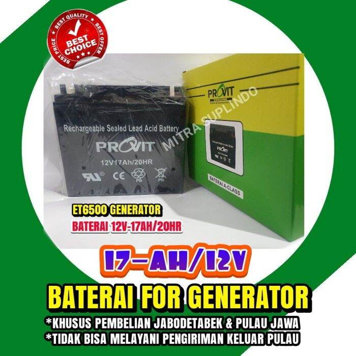 Aki kering 17AH-12Volt untuk mesin genset 5000 Watt | Lazada Indonesia
