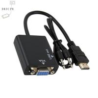 DRDIPR ตัวแปลงสัญญาณ สายแปลง HDMI VGA HDMI เป็น VGA สายอะแดปเตอร์ อะแดปเตอร์ HDMI เป็น VGA พร้อมเสียง ใช้งานง่ายๆ VGA ตัวเมียตัวเมีย พอร์ตเอาต์พุต HDMI เป็น VGA จอแสดงผลแอลอีดี