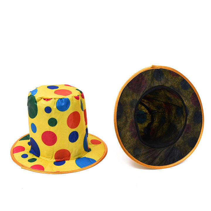 polka-dots-clown-hat-tie-bow-clown-nose-circus-accessories-for-party-holiday-festival-props-costume-cosplay-halloween