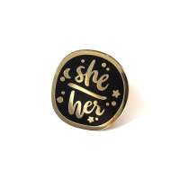 SheHer - Starry Pronouns Enamel Pin Lapel Pins Badge Brooch Jewelry Accessory