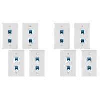 8 Pieces 2 Port Ethernet Wall Plate, RJ45 Cat6 Female to Female Jack Inline Coupler Face Plates