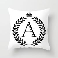 (All in stock) 26 letters Crown Pillow Black letter Pillow A, B, C, D letter Decorative Pillow Case (contact seller) Support free customization. Double sided printing design for pillows)