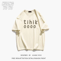 HUANGYOYO เสื้อยืด100% ลำลองสำหรับผู้หญิง,ผ้าฝ้ายแขนสั้นการ์ตูนหลวมเรียบง่าย