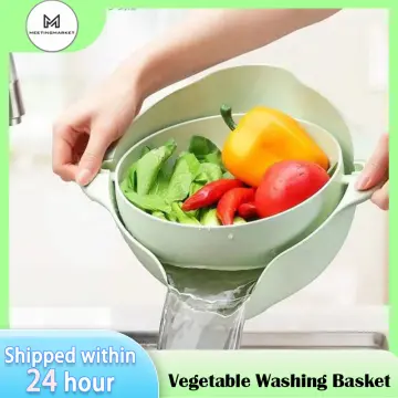 6pcs Kitchen Colander Strainer Set Vegetable Washing Baskets Soaking and Washing Fruits Sinks Drain Basin Cleaning Storage Container