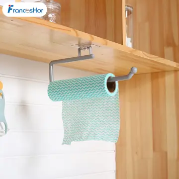 Paper Towel Holder Under Cabinet, Single Hand Operable Paper Towel Holder  Wall Mount with Ratcheting Mechanism, Self-Adhesive or Drilled for Kitchen