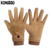 Winter Suede Men 39;s Gloves Keep Warm Windproof Driving Guantes Touch Screen Thick Cashmere Anti Slip Outdoor Male Gloves