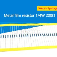 Metal Film Resistor 1 4W 1 Five-color Ring Resistor 200ohm A Resistance Value (100 PCS)