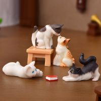 1PC Cute Mini Cat Ornaments Table Figurines Miniature Decor Dollhouse Fairy Garden Small Resin Kitten Landscape Decorations