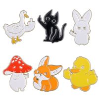 Cartoon animal brooch Middle finger funny cat rabbit metal badge pin Accessories wholesale Gift to friends Fashion Brooches Pins