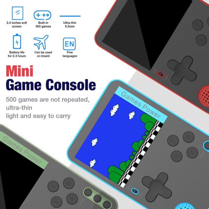 ultra-บางคอนโซลวิดีโอเกมมือถือเครื่องเล่นเกมแบบพกพา-built-in-500เกม-retro-คอนโซลเกม-consolas-สำหรับเด็ก