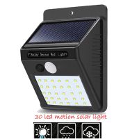 Solar Motion Sensor Wall Light ไฟพลังงานแสงอาทิตย์ 30LED เซ็นเซอร์จับความเคลื่อนไหว โคมไฟติดผนังกันน้ำ / ไฟรักษาความปลอดภัย