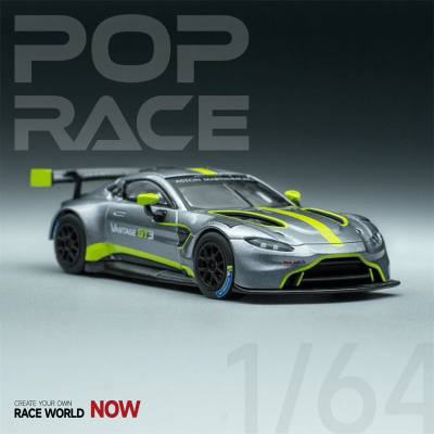 POPRACE 1:64 Aston Martin Vantage GT 3การนำเสนอคอลเลกชันโมเดลรถยนต์หล่อขึ้นรูปขนาดเล็ก