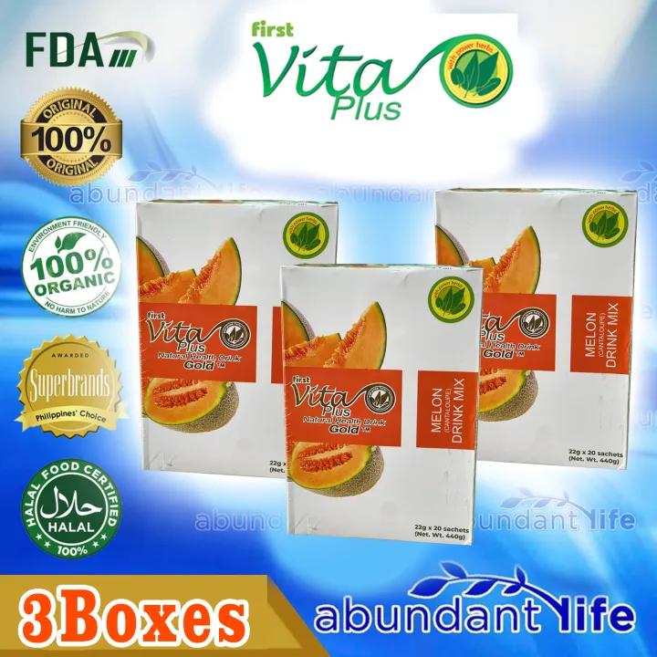 3 BOXES FIRST VITA PLUS GOLD MELON FLAVOR 20 SACHET AUTHENTIC SOLD BY