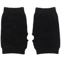 Black Elastic Combed cotton Fingerless Gloves for Women