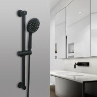 Wall Mounted Black Coating Shower Bar 3 Function Spray Hand Shower Head Stainless Steel Hose Adjustable Bathroom Sliding Bar