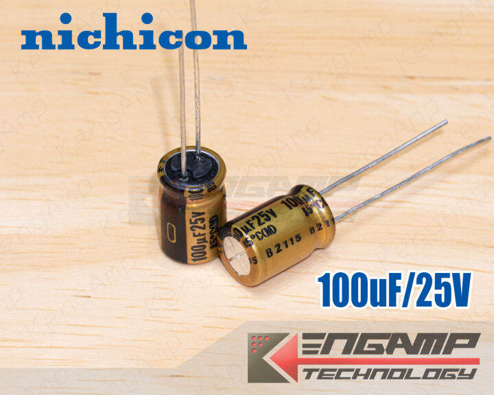(10ตัว) [E-CAP] 100uF/25V 85 C Nichicon fine gold (M) 8x12mm P=3.5mm ...