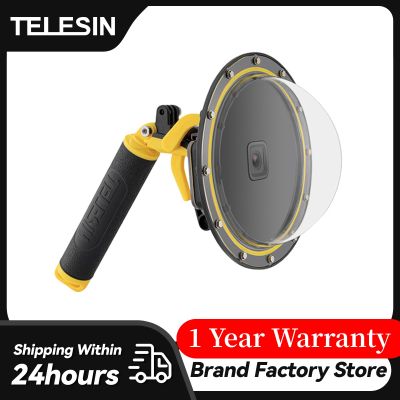 TELESIN 30M Waterproof 6 Dome Port Underwater Housing Case With Floating Handle Trigger For Gopro Hero 11 10 9 8 7 6 5 Black