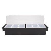 Ice Cooled Condiment Serving Container Chilled Garnish Tray Bar for Home Work or Restaurant Six Grid Seasoning Box