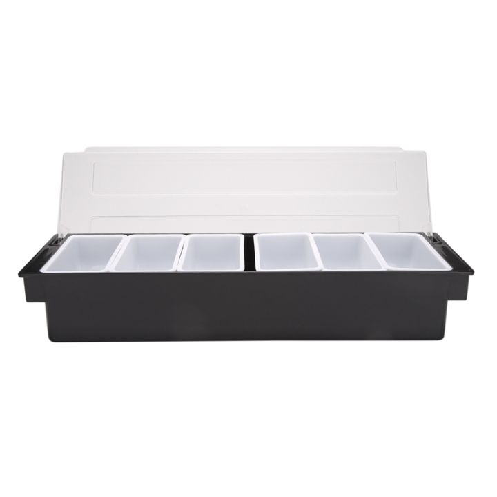 Ice Cooled Condiment Serving Container Chilled Garnish Tray Bar Caddy for  Home Work or Restaurant Six Grid Seasoning Box 