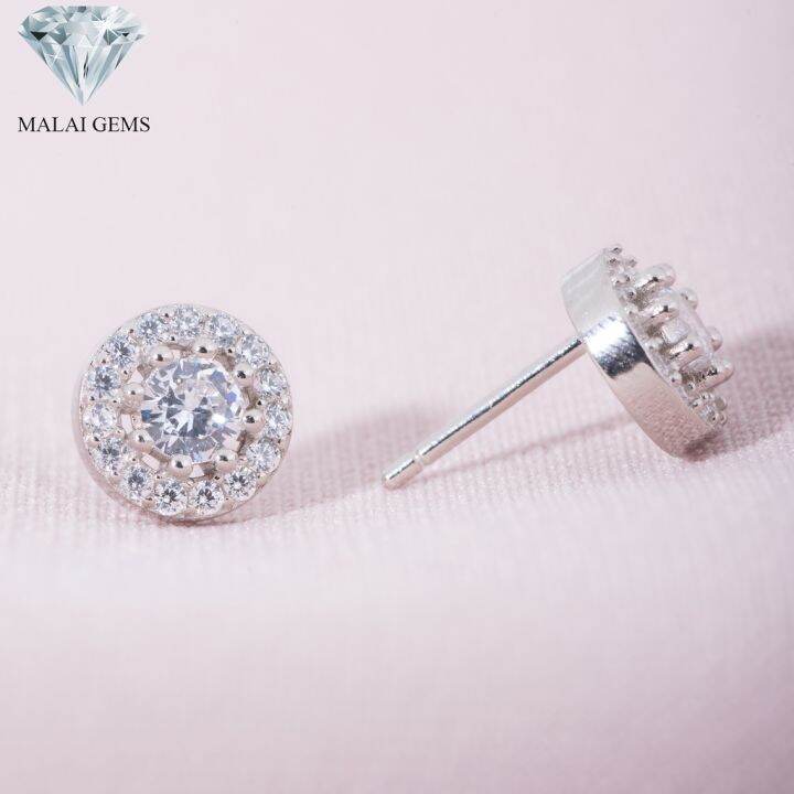 malai-gems-ต่างหูเพชร-เงินแท้-silver-925-เพชรสวิส-cz-เคลือบทองคำขาว-รุ่น-155-40e0037-แถมกล่อง-ต่างหูcz-ต่างหูเงินแท้