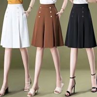 COD ﺴ❡℡ qafh47 S-5XL Plus Size Skirts Korean Casual Loose Thin High Waist Midi-length A-line ​Skirt Black White Khaki