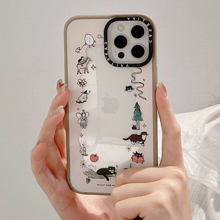 casetify-เคสโทรศัพท์มือถืออะคริลิคแข็ง-เนื้อแมตต์-กันกระแทก-ลายคิตตี้ในป่า-สําหรับ-iphone14-13-12-11-pro-max