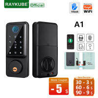 RAYKUBE A1 TT ล็อค/Tuya WiFi Auto ลายนิ้วมือ Deadbolt สมาร์ทประตูล็อคดิจิตอลล็อคเซ็นเซอร์ประตูรหัสผ่าน /IC Card/APP/Key-hjgytyuuiytt