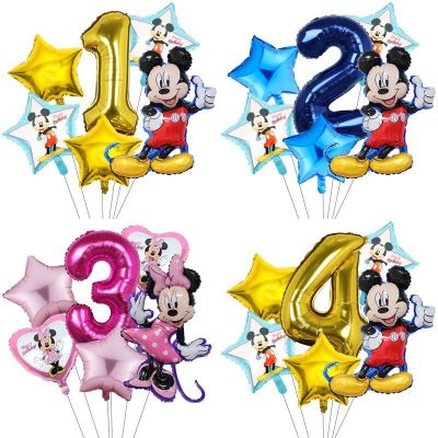 1 ชุด Mickey Minnie ลูกโป่ง Baby Shower Birthday Party ตกแต่ง 32 นิ้วจำนวนการ์ตูน Mickey Mouse บอลลูนของเล่นเด็ก Globos-iewo9238