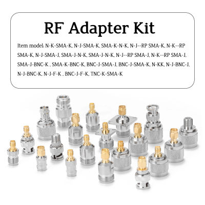 RFN01 RF Testing Tools Set 20 In 1 Multifunction Utility Adaptador SMA-J SMA-K Multiple N Type to SMA BNC to SMA TNC to SMA RF Connectors Adapter Combination