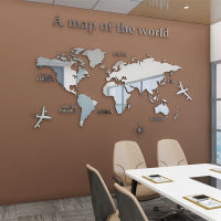 3D World Map Home Wall Stickers Decor Christmas Gift Acrylic Hanging European Mirror For Office Sofa TV Background Travel