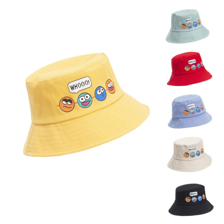 หมวกแก๊ปใส่ตกปลาหมวกถังฤดูร้อนสำหรับเด็กเด็กหญิงเด็กชายอายุ2-5ปีป้องกันแสงแดดพิมพ์ลายการ์ตูนหมวกบังแดด