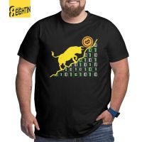 Mens T Shirts Bitcoin Bull Crypto Coin Vintage Cotton Big Tall Tee Shirt Short Sleeve Blockchain BTC T Shirt Crewneck Clothes XS-6XL