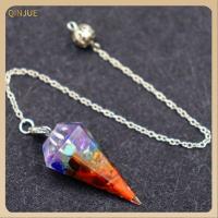 QINJUE 7 Chakra orgonite จี้ลูกตุ้มเรกิ เครื่องประดับแฟชั่นเครื่องประดับ โซ่ห่วงโซ่ Amulet การออกแบบใหม่ ของขวัญสำหรับเด็ก หินอัญมณีหิน