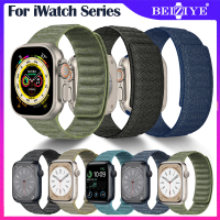 New สายนาฬิกาไนลอน For Apple watch Ultra 49mm แม่เหล็ก สมาร์ทสร้อยข้อมือสำหรับสายรัดข้อมือ iWatch series 8 7 6 5 4 SE 3 2 1 สาย 45มม. 41มม. 44มม. 40มม. 42มม. 38มม.