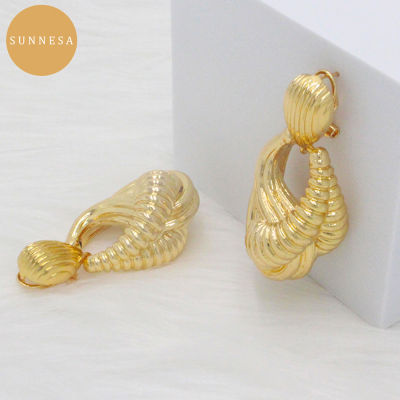 New Gold African 18k Dubai Gold Drop Earrings Jewelry Twist Hoop Hollow Large Style Earring for Women Gift