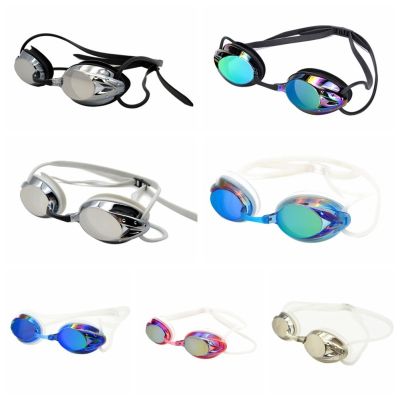แว่นตาว่ายน้ำมืออาชีพสำหรับผู้ชายผู้หญิงแว่นตาว่ายน้ำสำหรับดำน้ำกลางแจ้งเกมแข่งรถหลากสี