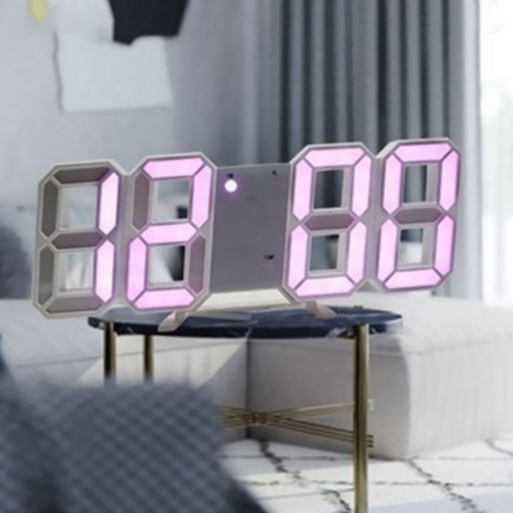 worth-buy-นาฬิกาติดผนังดิจิตอล-led-3d-แสดงเวลากลางคืนโคมไฟตั้งโต๊ะนาฬิกาปลุกห้องนั่งเล่นในบ้านดีไซน์ทันสมัย