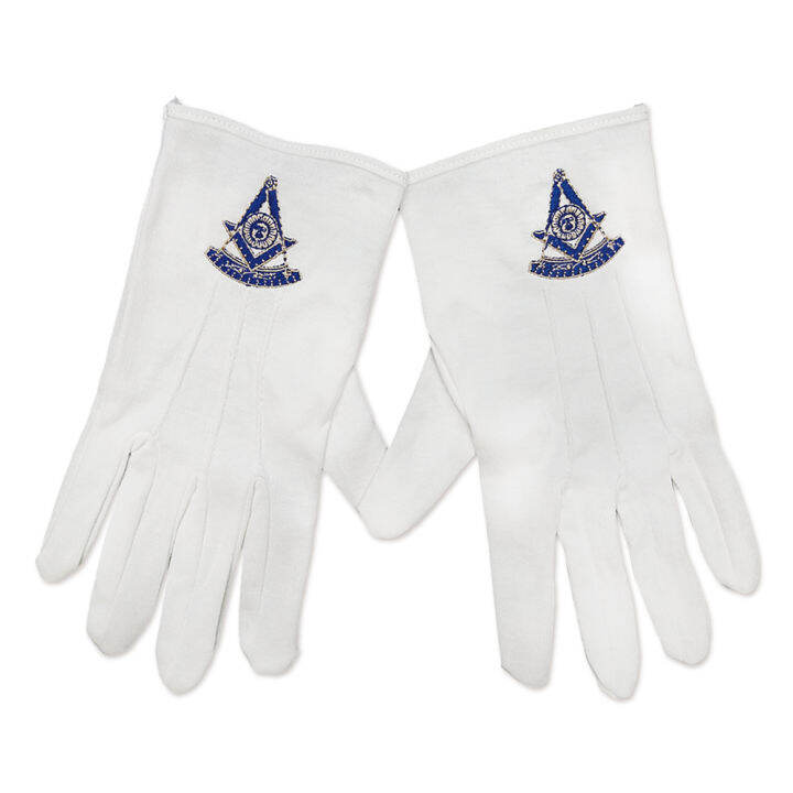 Freemasons Past Master Masonic Gloves White Cotton Hand Embroidered PM