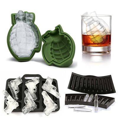 Ice Cube Maker for Grenade Gun Bullet Skull Diamond Kitchen Drinking Bar Accessories Silicone Molds DIY for Whiskey Wine Vinho Ice Maker Ice Cream Mou
