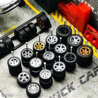 Model Car 1/64 Wheels (5 sets for 5 Cars) with Rubber Tires 1:64 Toy Car Diecast Miniature Parts Modified Accessories Die-Cast Vehicles