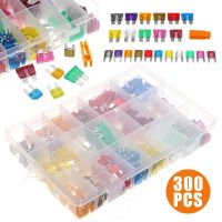 300pcs Blade Fuses Kit Aluminum Alloy Car Medium &amp; Small Flat Fuses Assortment Kit 2-40A 32V Car Plug-in Fuse with Plastic Box Fuses Accessories