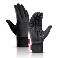 hotx【DT】 Men Cycling Gloves Warm Fleece Cold Outdoor Ski Motorcycle Riding